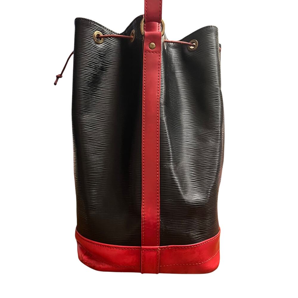 Louis Vuitton Vintage Noe Bucket Bag Black Red Epi Leather 1995 Large Shoulder - Picture 10 of 16